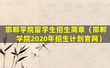 邯郸学院留学生招生简章（邯郸学院2020年招生计划官网）