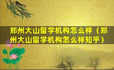 郑州大山留学机构怎么样（郑州大山留学机构怎么样知乎）