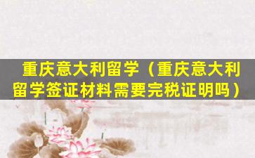 重庆意大利留学（重庆意大利留学签证材料需要完税证明吗）
