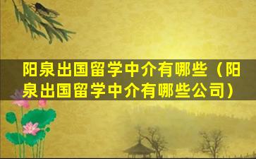 阳泉出国留学中介有哪些（阳泉出国留学中介有哪些公司）