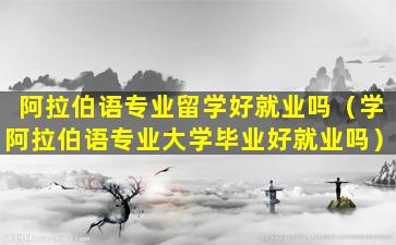 阿拉伯语专业留学好就业吗（学阿拉伯语专业大学毕业好就业吗）