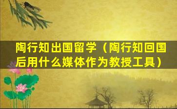 陶行知出国留学（陶行知回国后用什么媒体作为教授工具）