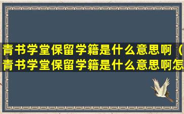 青书学堂保留学籍是什么意思啊（青书学堂保留学籍是什么意思啊怎么办）