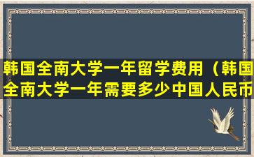 韩国全南大学一年留学费用（韩国全南大学一年需要多少中国人民币）