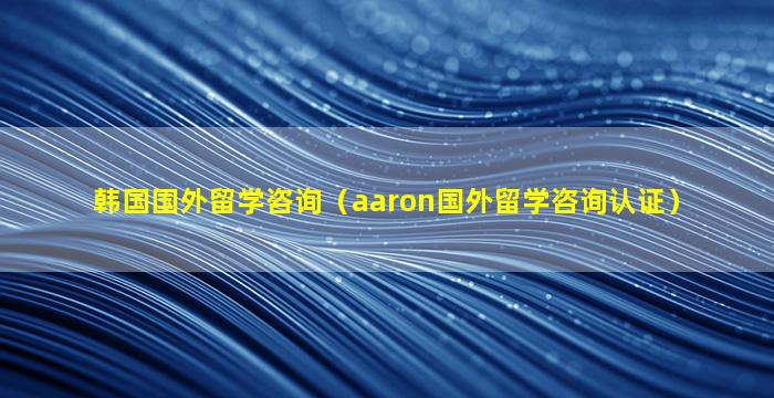 韩国国外留学咨询（aaron国外留学咨询认证）