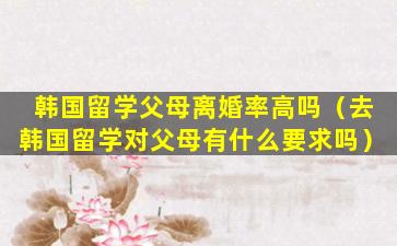韩国留学父母离婚率高吗（去韩国留学对父母有什么要求吗）