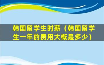 韩国留学生时薪（韩国留学生一年的费用大概是多少）