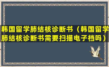 韩国留学肺结核诊断书（韩国留学肺结核诊断书需要扫描电子档吗）