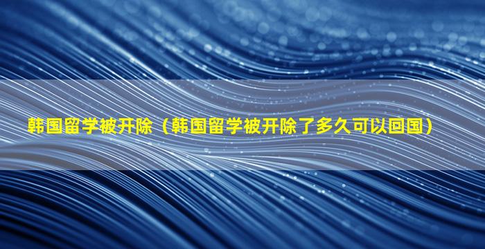 韩国留学被开除（韩国留学被开除了多久可以回国）