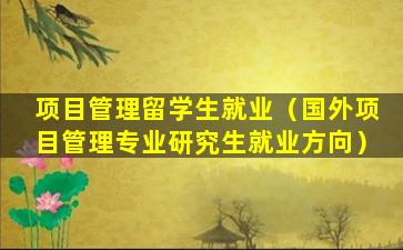 项目管理留学生就业（国外项目管理专业研究生就业方向）