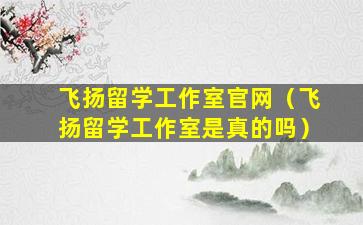 飞扬留学工作室官网（飞扬留学工作室是真的吗）