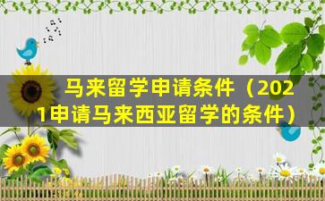 马来留学申请条件（2021申请马来西亚留学的条件）