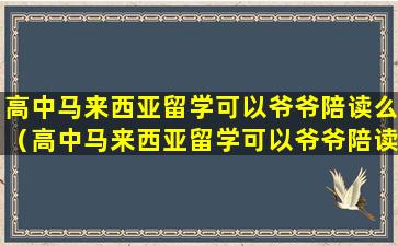 高中马来西亚留学可以爷爷陪读么（高中马来西亚留学可以爷爷陪读么现在）