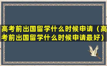 高考前出国留学什么时候申请（高考前出国留学什么时候申请最好）