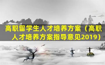 高职留学生人才培养方案（高职人才培养方案指导意见2019）