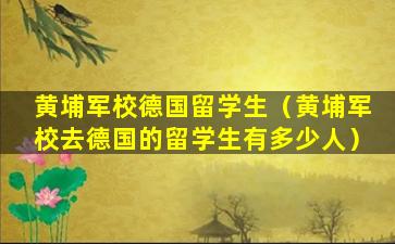 黄埔军校德国留学生（黄埔军校去德国的留学生有多少人）