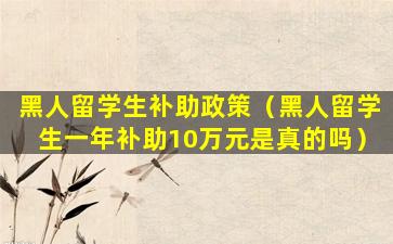 黑人留学生补助政策（黑人留学生一年补助10万元是真的吗）