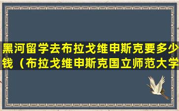 黑河留学去布拉戈维申斯克要多少钱（布拉戈维申斯克国立师范大学黑河培训中心）