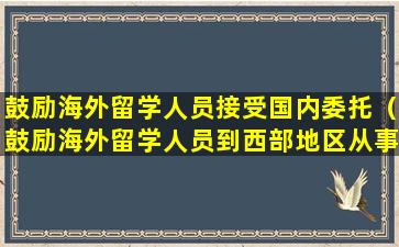 鼓励海外留学人员接受国内委托（鼓励海外留学人员到西部地区从事什么科技考察咨询服务）